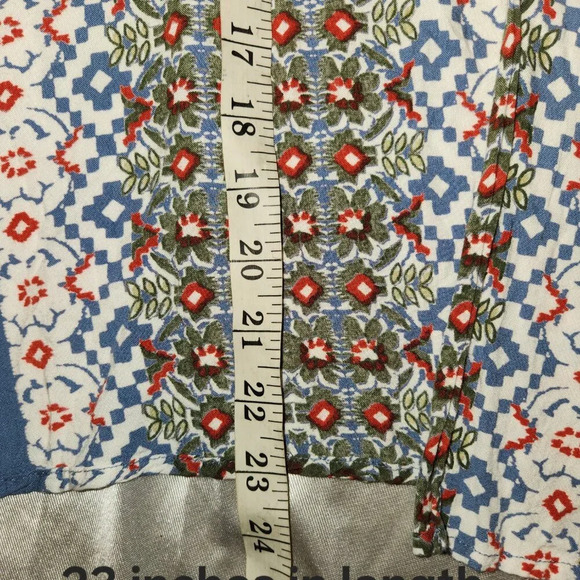 Women's Angie Mixed Media Floral Cornflower Blue Open Front Kimono  Rayon Size S - Picture 5 of 7